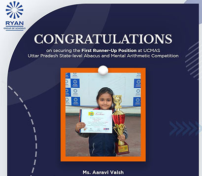 Congratulations Ms. Aaravi Vaish, the brilliant mind for clinching the First Runner-Up position in the prestigious UCMAS